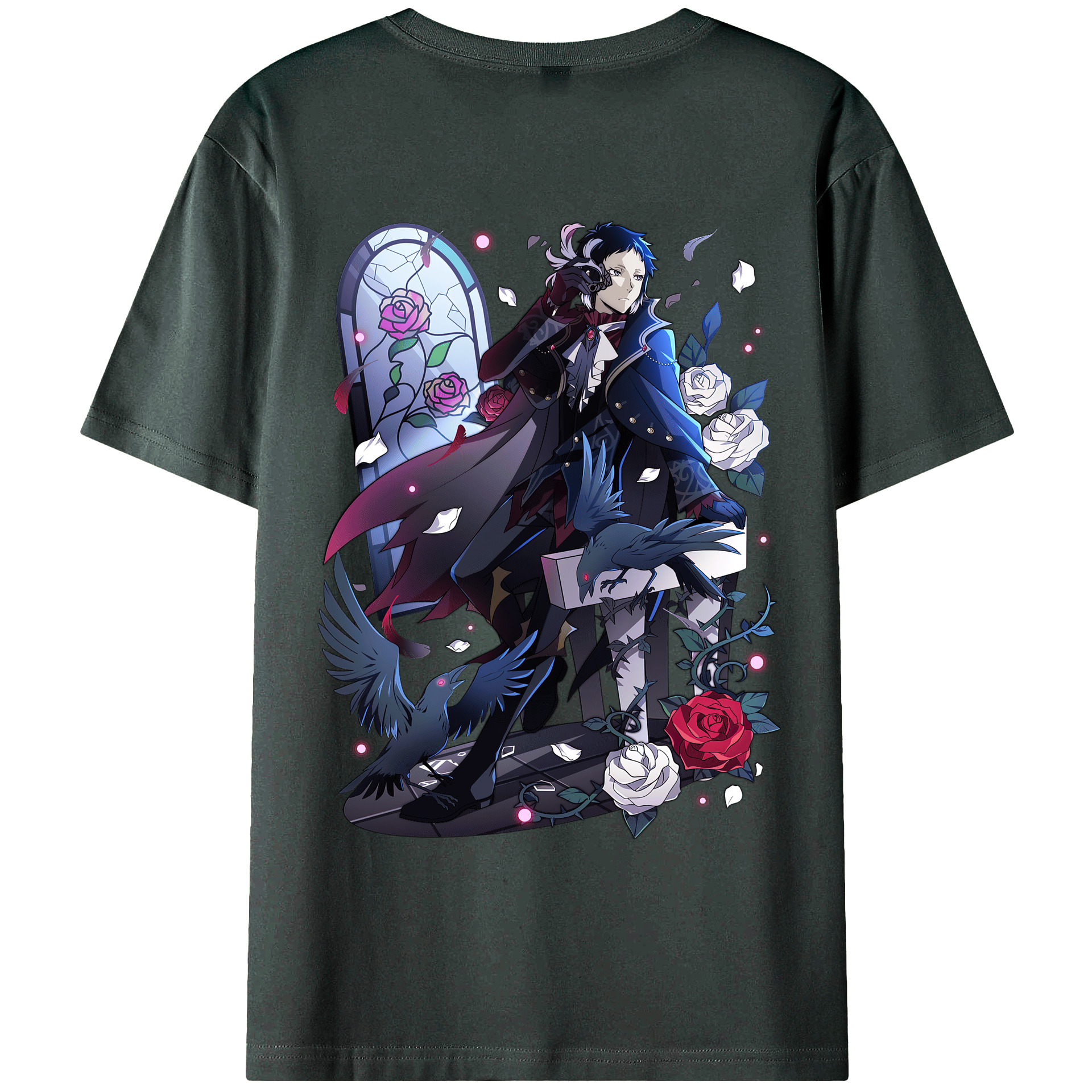 （画像用） 文豪ストレイドッグス Bungo Stray Dogs 綿100％ メンズ半袖Tシャツ（バックプリント） 通気性